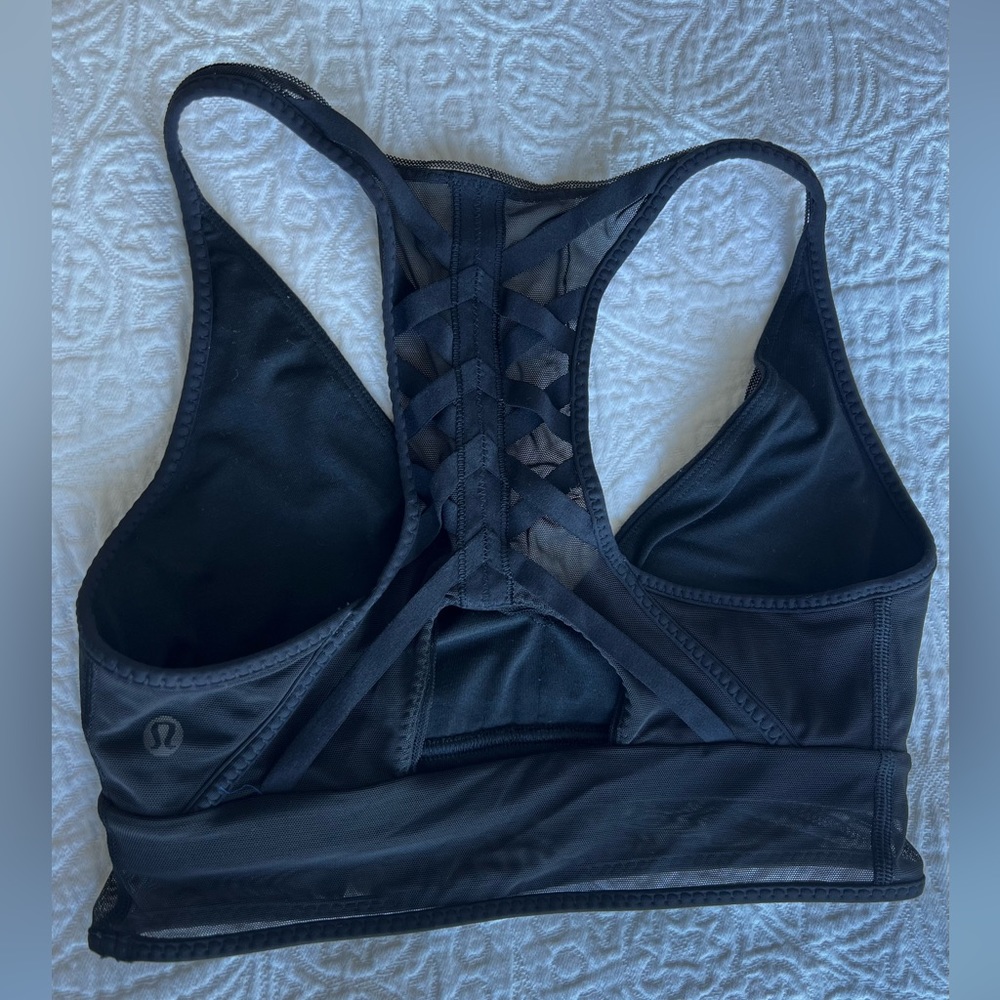 lululemon | Black Mesh Criss Cross Woven Racerback Sports Bra | Size 4